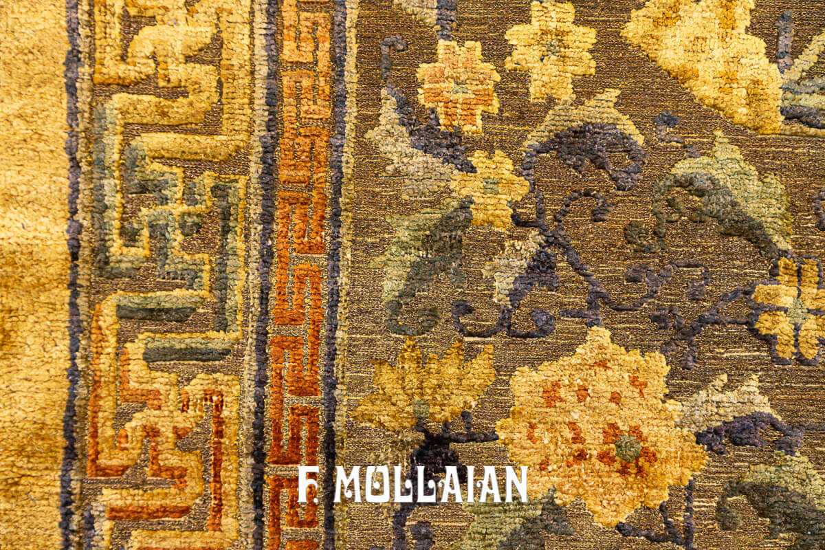 Imperial Antique Silk & Metal Chinese Souf (Metal Thread Field) Rug (201×120) n°:82860609